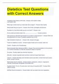 Dietetics Test Questions with Correct Answers 