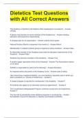 Dietetics Test Questions with All Correct Answers 