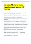 Bundle For Dietetics Exam Questions and Correct Answers