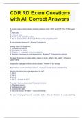 CDR RD Exam Questions with All Correct Answers 