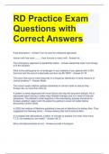 RD Practice Exam Questions with Correct Answers 