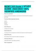 MGMT 309 Exam 1 STUDY  GUIDE 2023/2024 100%  VERIFIED ANSWERS