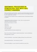 ABDOMINAL PROCEDURES IN GYNECOLOGY TEST WITH 100% CORRECT ANSWERS