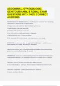 ABDOMINAL, GYNECOLOGIC, GENITOURINARY, & RENAL EXAM QUESTIONS WITH 100% CORRECT ANSWERS