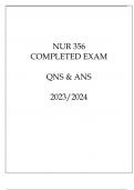 NUR 356 COMPLETED EXAM QNS & ANS 20232024 (EXCELSIOR UNI)