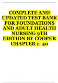 Foundations and Adult Health Nursing 9th Edition Cooper Gosnell Test Bank Chapter 1-41 Latest and Verified Edition 2023/2024