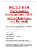 2023/2024 HESI Pharmacology Question Bank 100% Verified Questions with Rationale