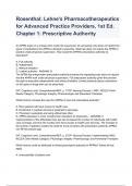 Rosenthal: Lehne's Pharmacotherapeutics for Advanced Practice Providers, 1st Ed. Chapter 1: Prescriptive Authority 100% verified