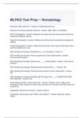 MLPAO Test Prep ~ Hematology Questions with 100% correct Answers