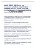 SANS GISCP (500 Terms and Acronyms which are helpful when studying for your Global Industrial Control Security Professional (GISCP) exam) ALREADY PASSED!!