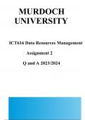 ICT616 Data Resources Management Asignment 2 Q and A 2023/2024