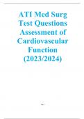 ATI Med Surg Test Questions Assessment of Cardiovascular Function (2023/2024)