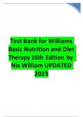 Basic Nutrition and DietTherapy16th Edition byNix William UPDATED 2023 -2024 Graded A+