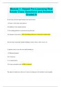 Module 1: Hawaii Pre-Licensing Real  Estate Class Questions and Answers  Graded A 23/24