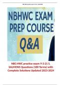 NBC-HWC practice exam 9-3-21 S. SALMONS Questions (180 Terms) with Complete Solutions Updated 2023-2024