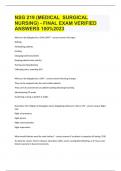 NSG 219 (MEDICAL SURGICAL NURSING) - FINAL EXAM VERIFIED ANSWERS 100%2023