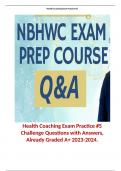 Health Coaching Exam Practice #5 Challenge Questions with Answers, Already Graded A+ 2023-2024.