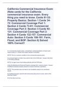 California Commercial Insurance Exam (Note cards for the California commercial insurance exam. Every thing you need to know. Cards 01-33: Property Basics: Section 1 Cards 34-72: Commercial Coverage Part 1: Section 2 Cards 73-91: Commercial Coverage Part 2