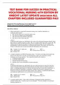 TEST BANK FOR SUCCESS IN PRACTICAL  VOCATIONAL NURSING 10TH EDITION BY  KNECHT LATEST UPDATE 2023/2024 ALL  CHAPTERS INCLUDED GUARANTEED PASS