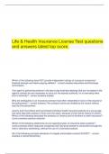  Life & Health Insurance License Test questions and answers latest top score.