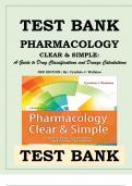 Test Bank for Pharmacology Clear and Simple: A Guide to Drug Classifications and Dosage Calculations Third Edition by Cynthia J. Watkins  9780803666528 Chapter 1-21, A+ guide.