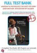 Test Bank for Anatomy and Physiology The Unity of Form and Function 10th Edition by Kenneth S. Saladin ( 2023/2024), 9781265328627, Chapter 1-29 All Chapters with Answers and Rationals .