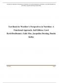 Test Bank for Wardlaw’s Perspectives in Nutrition: A Functional Approach, 2nd Edition, Carol Byrd-Bredbenner, Gaile Moe, Jacqueline Berning, Danita Kelley Updated A+