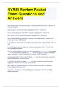 NYREI Review Packet Exam Questions and Answers 