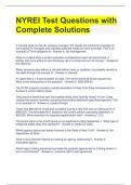 NYREI Test Questions with Complete Solutions 