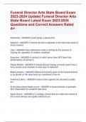 Funeral Director Arts State Board Exam 2023-2024 Update| Funeral Director Arts  State Board Latest Exam 2023-2024  Questions and Correct Answers Rated  A+