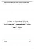 Test Bank for Essentials of MIS, 14th Edition, Kenneth C. Laudon Jane P. Laudon. All 12 Chapters. (Complete Download) Updated A+