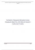 Test Bank for Management Information Systems: Managing the Digital Firm, 16th Edition By Kenneth C. Laudon, Jane P. Laudon All Chapters A+