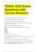 TESOL 2023 Exam Questions with Correct Answers 