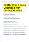 TESOL Quiz 1 Exam Questions with Correct Answers 