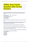 TESOL Quiz 2 Exam Question with Correct Answers 