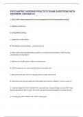 PSYCHIATRIC NURSING PRACTICE EXAM QUESTIONS WITH ANSWERS GRADED A+