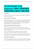 US EPA Model Lead Inspector 100% VERIFIED  ANSWERS BEST REVIEW