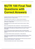 NUTR 100 Final Test Questions with Correct Answers 