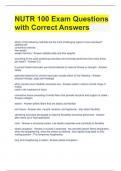 NUTR 100 Exam Questions with Correct Answers 