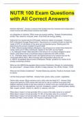 NUTR 100 Exam Questions with All Correct Answers 