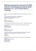 ESB Exam Questions (Answers for ESB Practice Test Entrepreneurship & Small Business v.2 - U.S. Practice Exam 1 Training) 