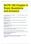 NUTR 100 Chapter 9 Exam Questions and Answers 