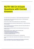 Bundle For NUTR 100 Exam Questions with Correct Answers