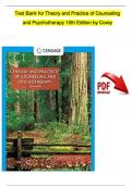 TEST BANK For Theory and Practice of Counseling and Psychotherapy 10th Edition by Corey | Complete Chapter's 1 - 16 | 100 % Verified