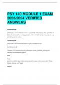 ACTUAL PSY 140 MODULE 1 EXAM  2023/2024 VERIFIED  ANSWERS