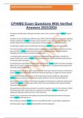 CPHIMS Exam Questions With Verified Answers 2023/2024