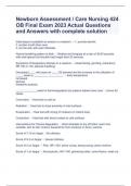 Newborn Assessment / Care Nursing 424 OB Final Exam 2023 Actual Questions and Answers with complete solution