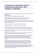 FLORIDA PTA LAWS AND RULES EXAM QUESTIONS WITH 100% CORRECT ANSWERS.