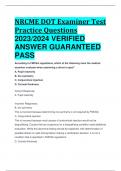 NRCME DOT Examiner Test Practice Questions 2023/2024 VERIFIED  ANSWER GUARANTEED  PASS