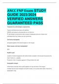 ANCC FNP Exam STUDY GUIDE 2023/2024 VERIFIED ANSWERS GUARANTEED PASS 